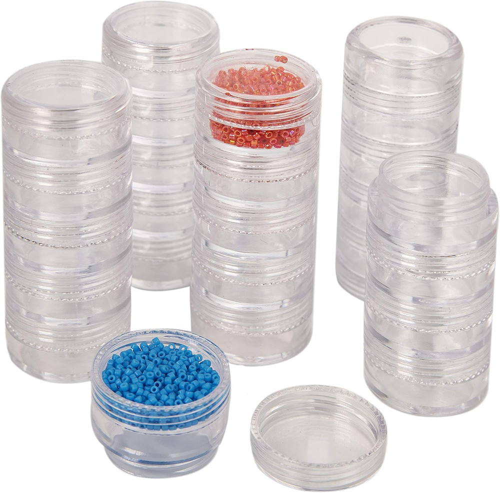 Personality Case, Clear Plastic Bead Storage Case with 25 Removable and Stackabl