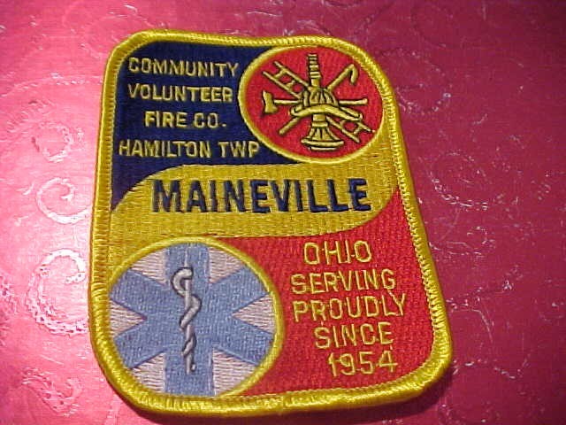 MAINEVILLE OHIO FIRE DEPARTMENT PATCH SHOULDER SIZE UNUSED
