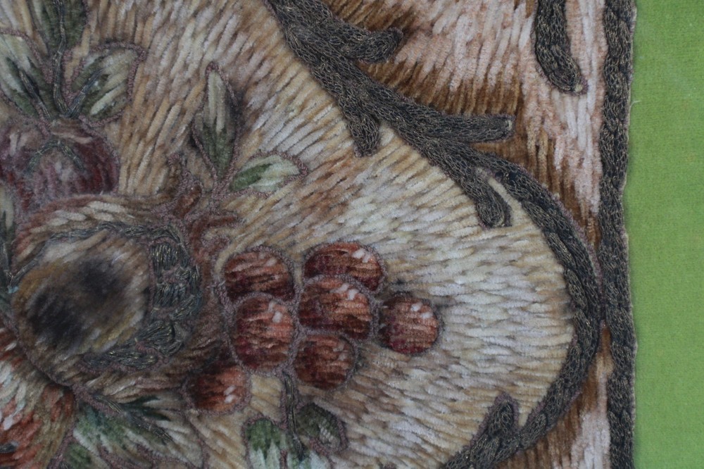 Antique Needlepoint Fabric Weave Framed