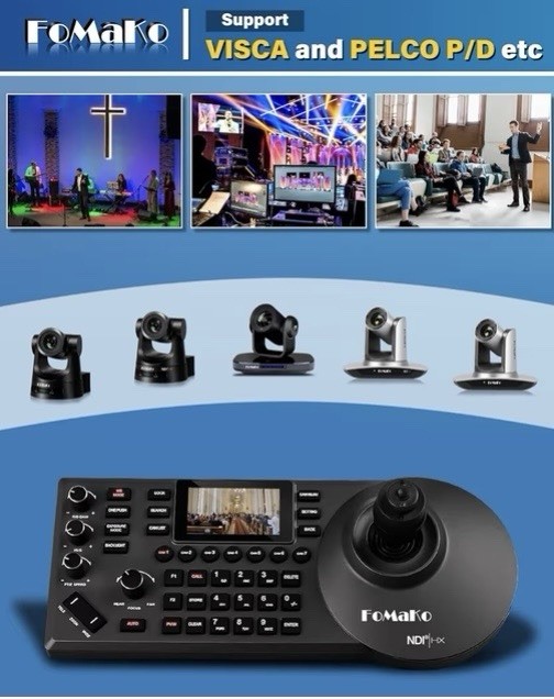 Pro NDI PTZ Camera Controller, Built-in LCD Preview, 4D Precision Joystick