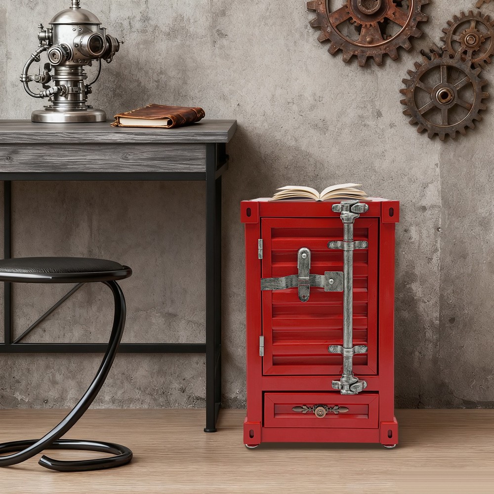 Industrial Metal Container Side Table Side Table with Drawer Container Cabinet
