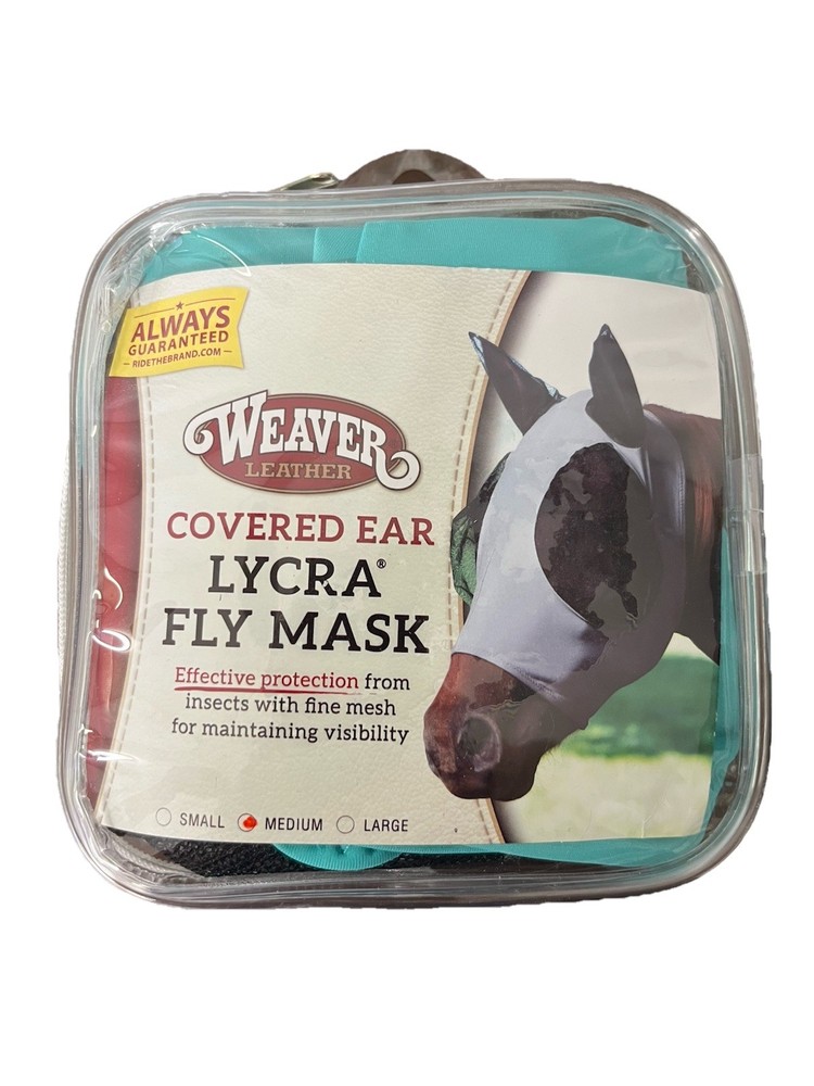 Weaver Covered Ear Lycra Fly Mask Turqoise  Medium