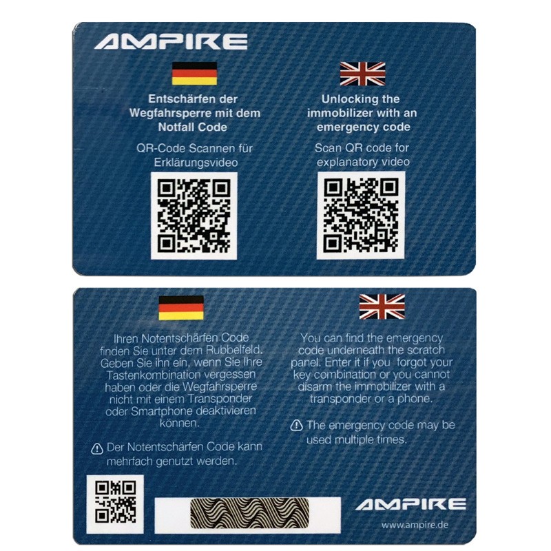 Ampire WFS400-BLU - CAN/LIN Bus Immobilizer with 2 Wireless Transponders, App, Code