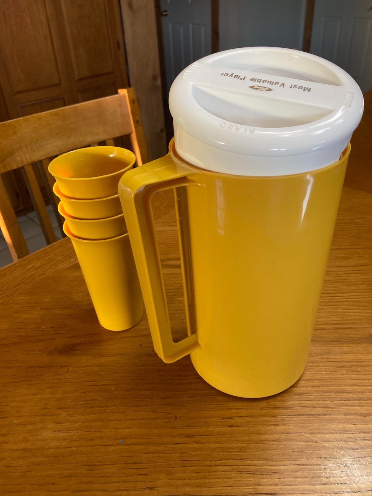 Vintage Ford Motor Co. Plastic Pitcher W/ Four Drinking Tumblers