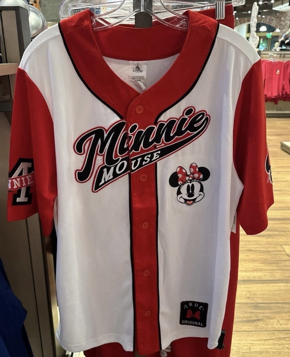 NWT Disney Parks Minnie Mouse Red Bow Baseball Jersey True Original 28 Large L