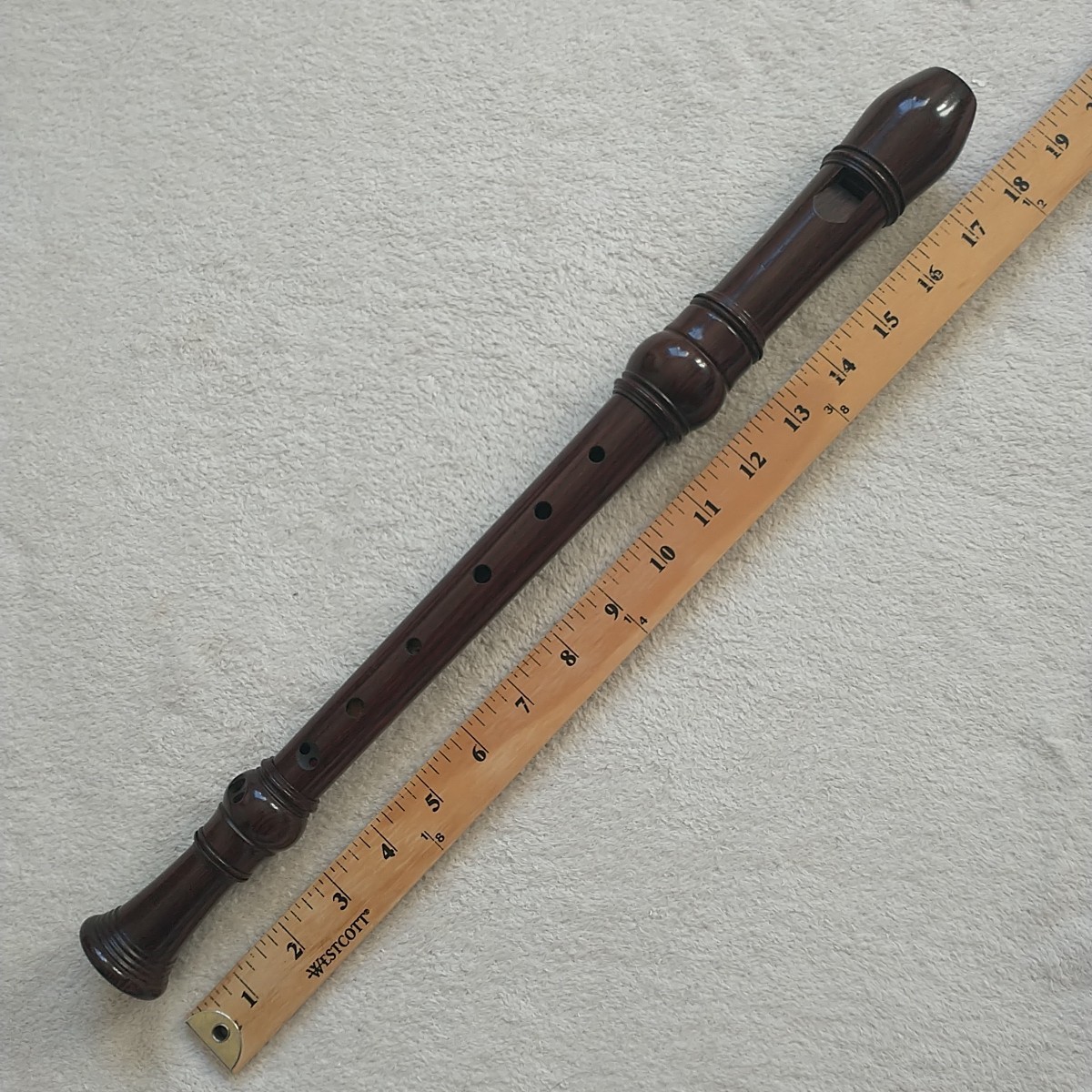 Vtg Brero Suisse Wood Alto Recorder Blockflute Dark Brown Bag Cleaner 90s 18.5"