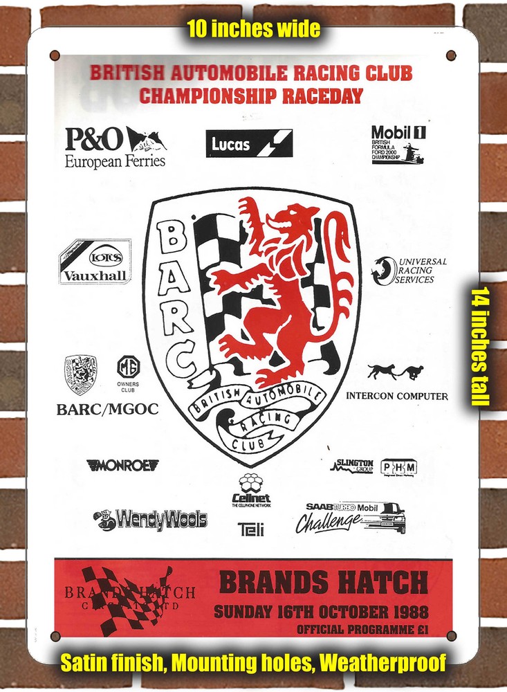 Metal Sign - 1988 Brands Hatch Circuit Racing Program - 10x14 inches