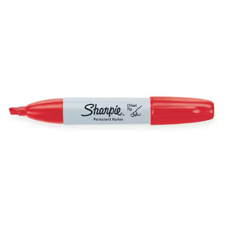 Sharpie 38202 Permanent Marker, Red, Chisel Tip, Capped, 12 Pk