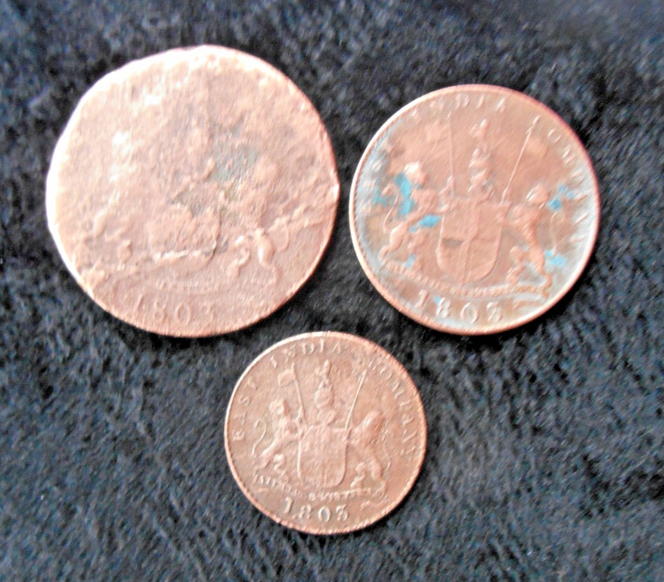 Shipwreck TREASURE coins HINDOSTAN wreck 1803 EAST INDIA Co SHIP 20+10+5 cash !