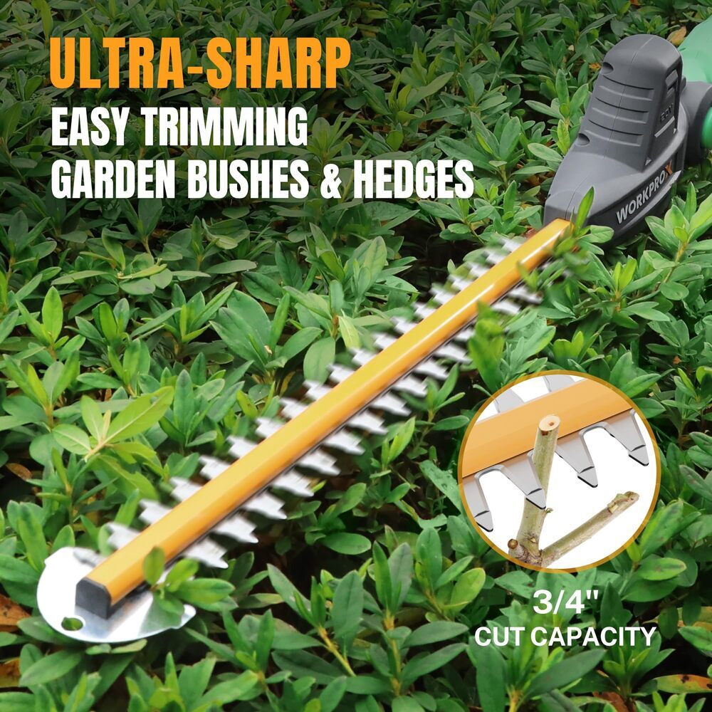 WORKPROX 20V Cordless Pole Electric Hedge Trimmer 2.0Ah Battery &Charging Cable