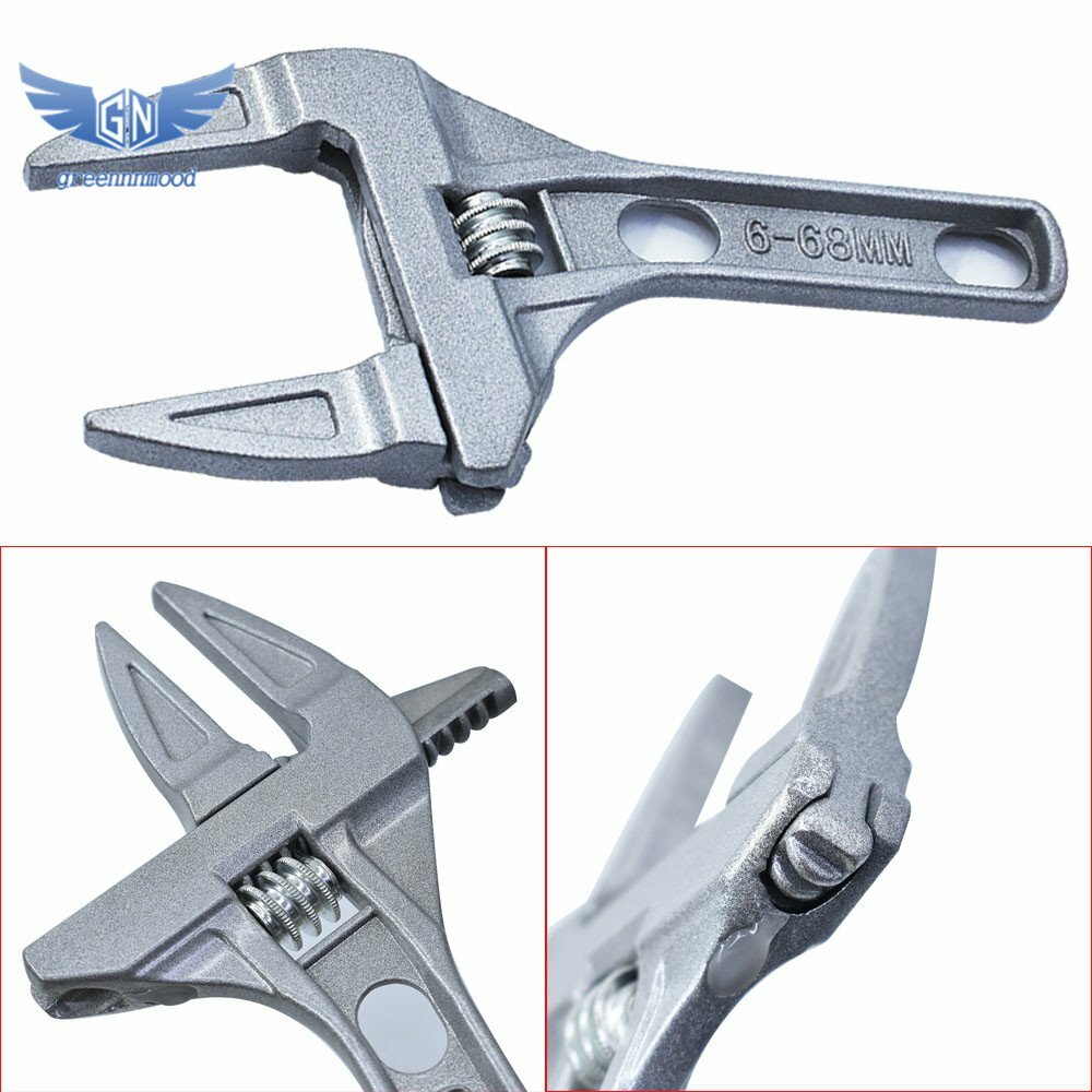 6-68mm Wide Adjustable Large Spanner Wrench Hand Nut Opening Pipe Tool Jaw