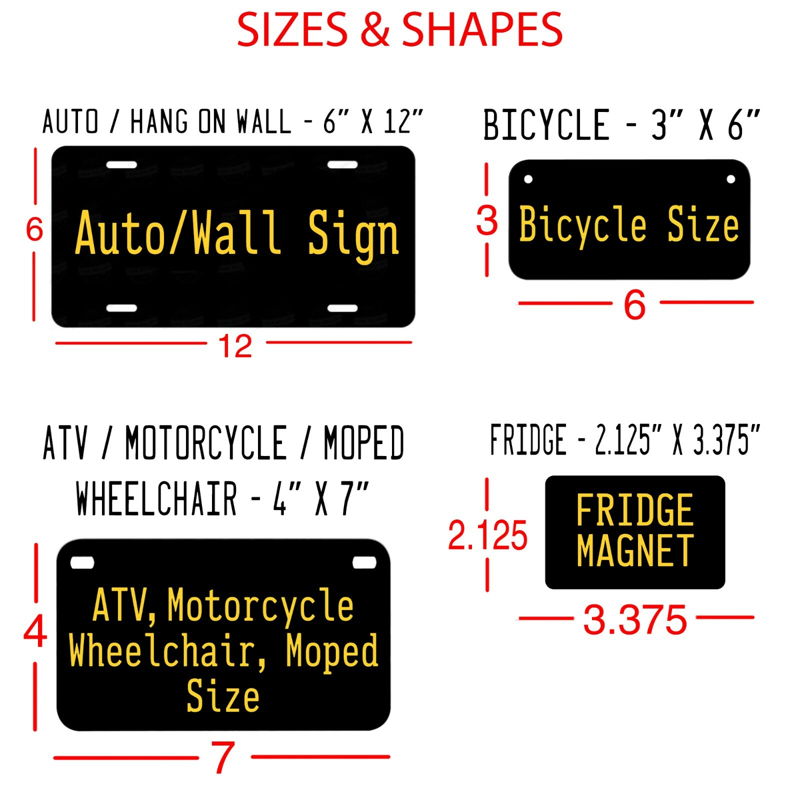 Any State License Plate Tag Personalized Custom Any Text Auto Car Bike Bicycle
