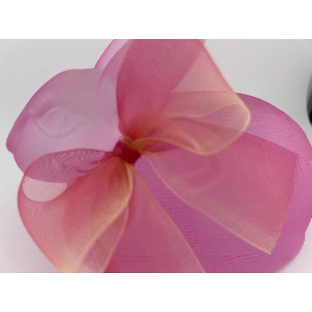Pink Glass Easter Bunny Textured Decorative With Bow
