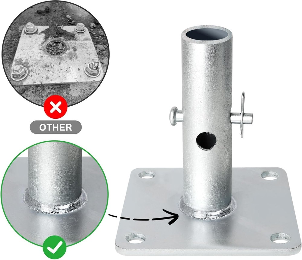 4-Pack Reinforced Scaffold Base, Galvanized Base Plates 4.75" Silver