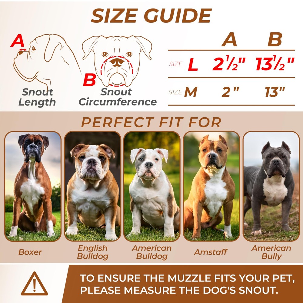 Metal Muzzle for Boxer Dog Breed – Bite Proof Boxer Muzzle for Medium and Lar...