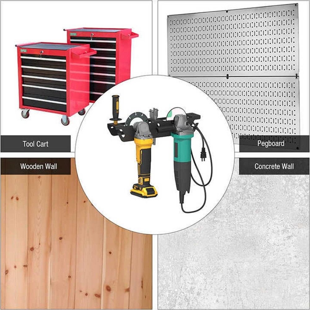 Angle Grinder Holder 2 Bay Easy Installation Angle Grinder Rack for Workspace