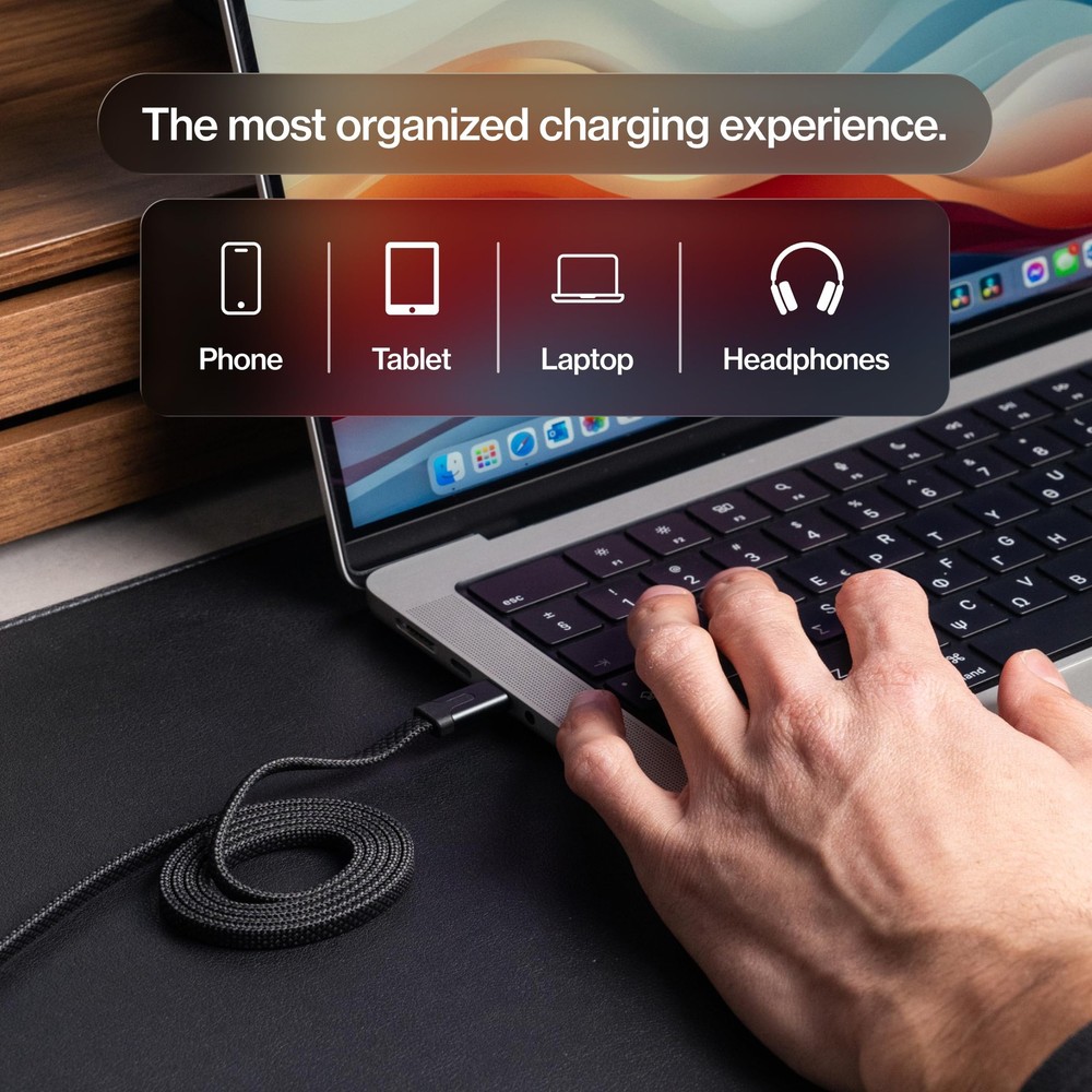 Statik MagStack Slim Pro - USB C to C Cable, Magnetic Anti Tangle 3.3Ft