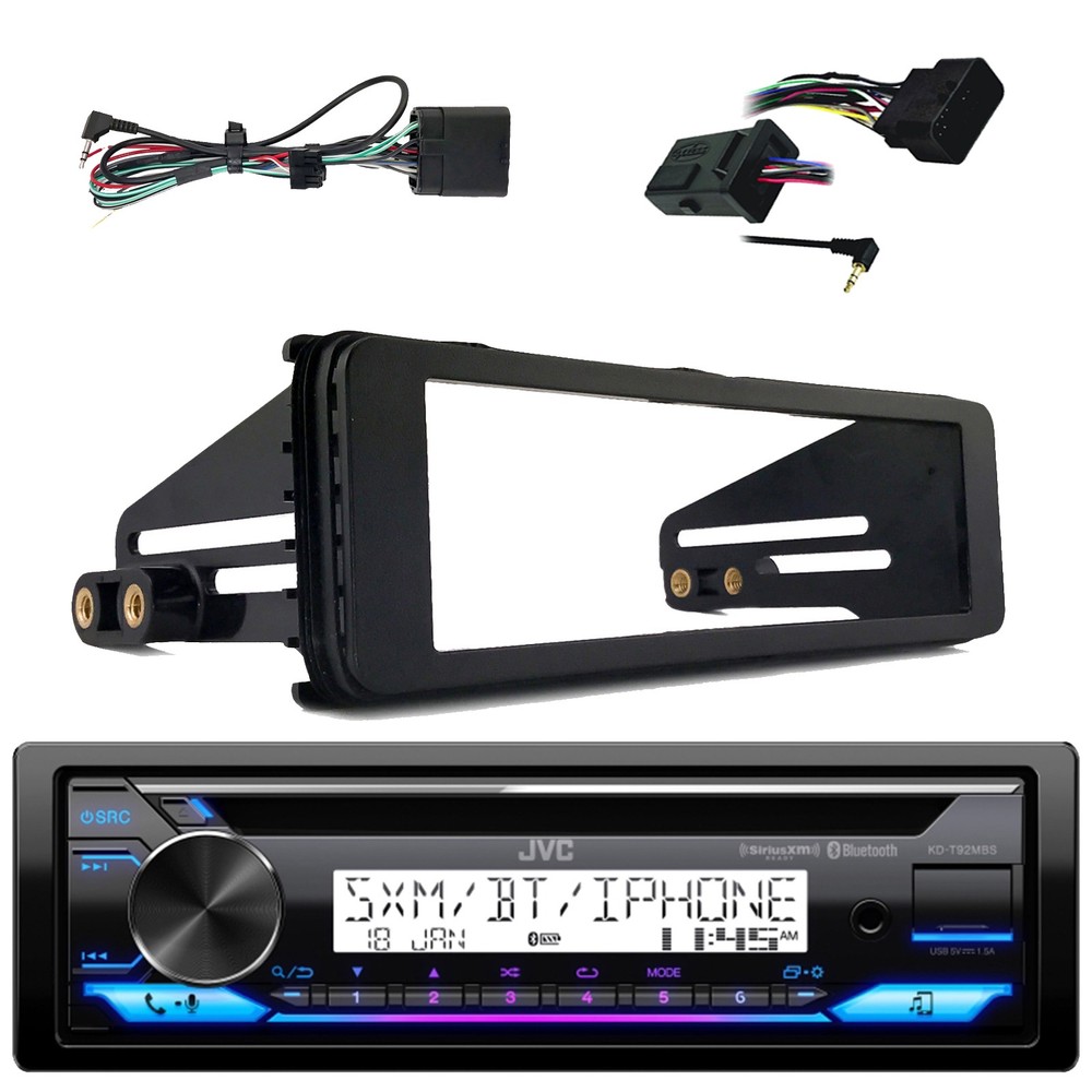 JVC KD-T92MBS 1 DIN Stereo CD Receiver, Install Kit, Handlebar Control Interface