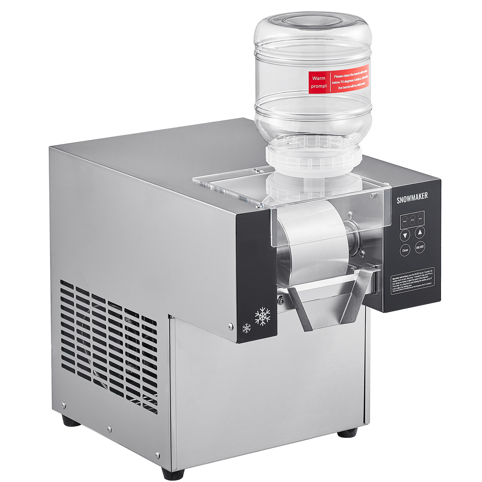 Commercial Snowflake Ice Machine 176LBS/24H Stainless Steel for Ice Cream