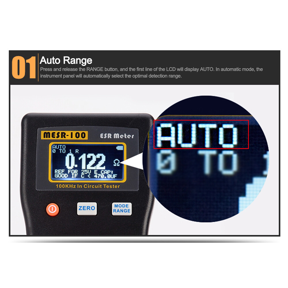 MESR-100 ESR Capacitance Ohm Meter Capacitance Internal Resistance Circuit Test