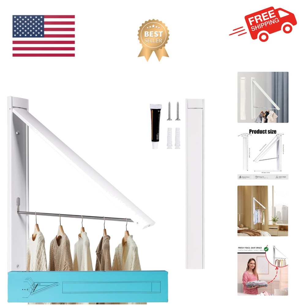 Folding Clothes Drying Rack for Laundry Rooms - Rust Resistant, Easy Install