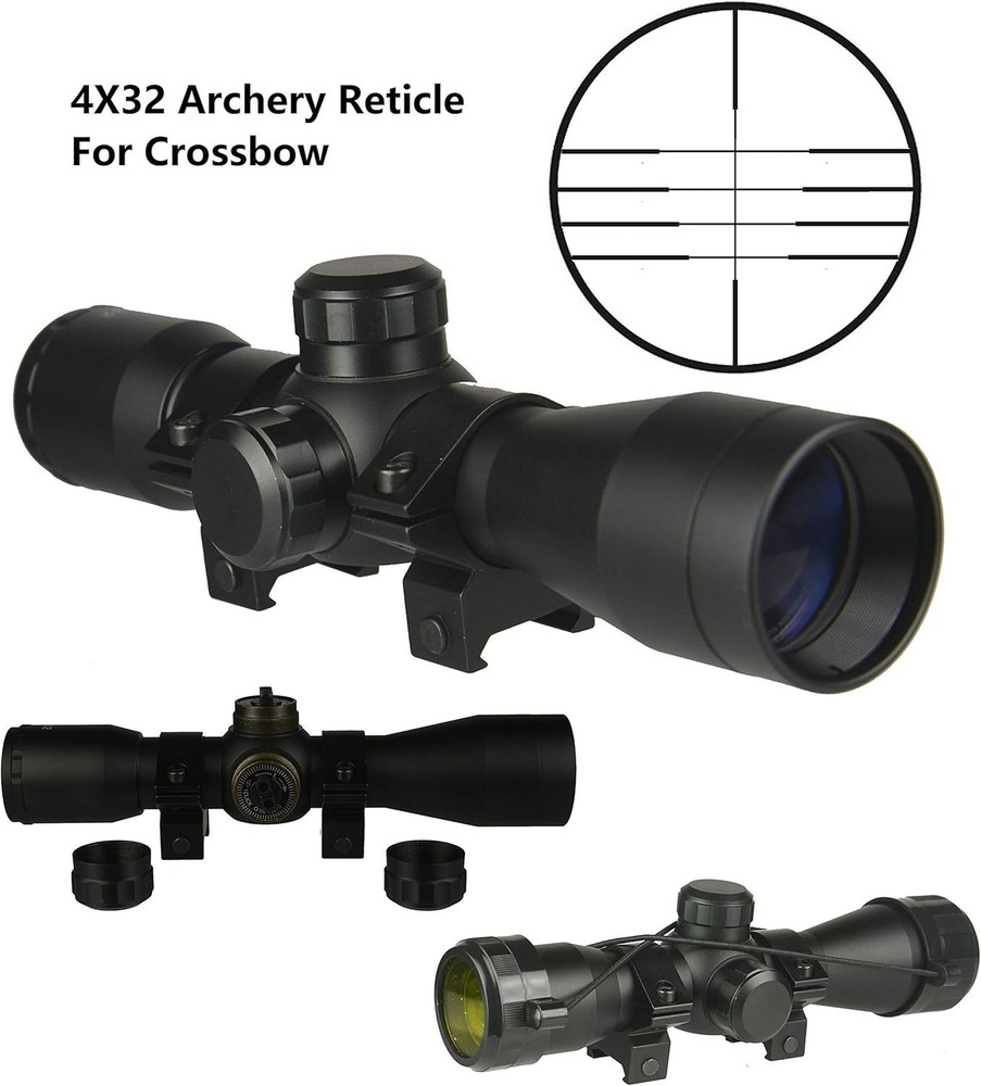 4x32 Compact Crossbow Scope with Multiple Range Reticle for Precision Hunting