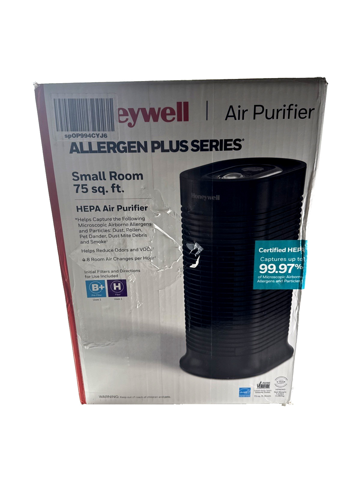 NBRFB! Honeywell True HEPA Compact Tower Allergen Remover #HPA060 Black