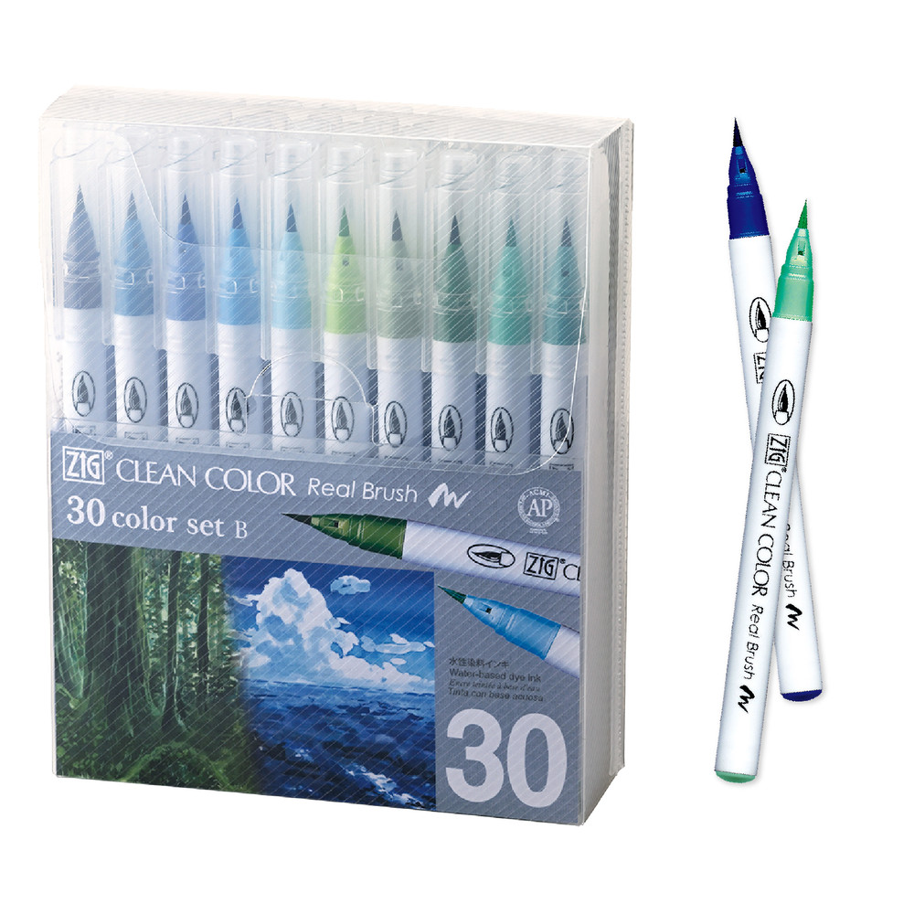 ZIG Clean Colour Real Brush Pen 30 Colour Set B