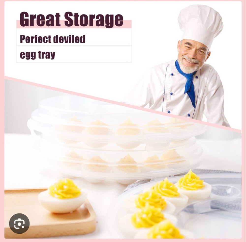 Shindel 3PCS Deviled Egg Platters, Deviled Egg Containers with Lid Portable