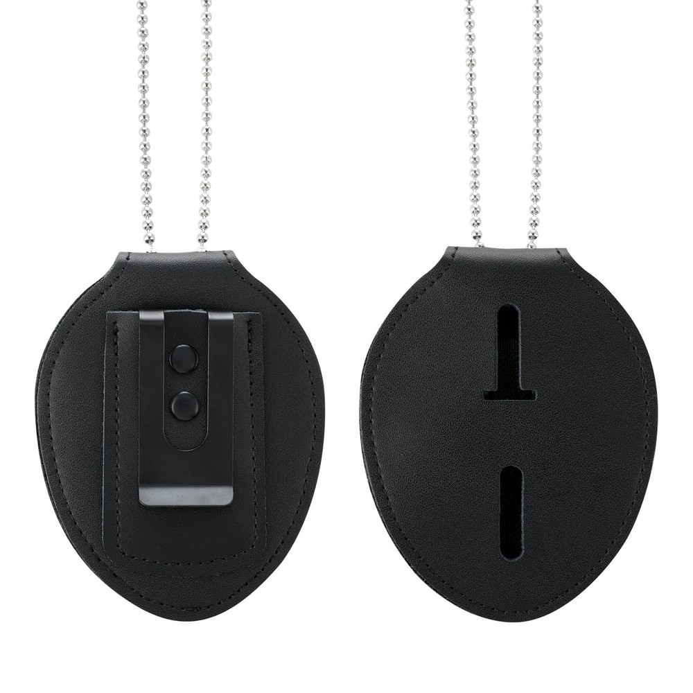 Badge Holder, Security Holder Guard Cowhide Universal Black