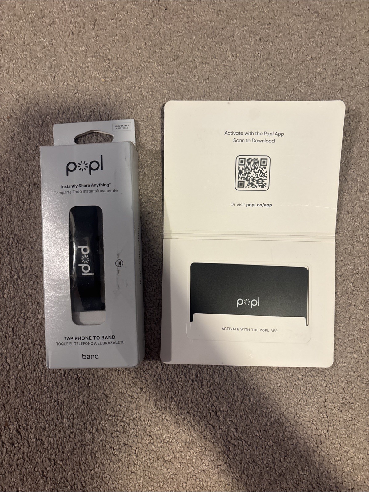 Popl Rubber Wrist Band + Black Metal card - NFC Digital Business Card tap