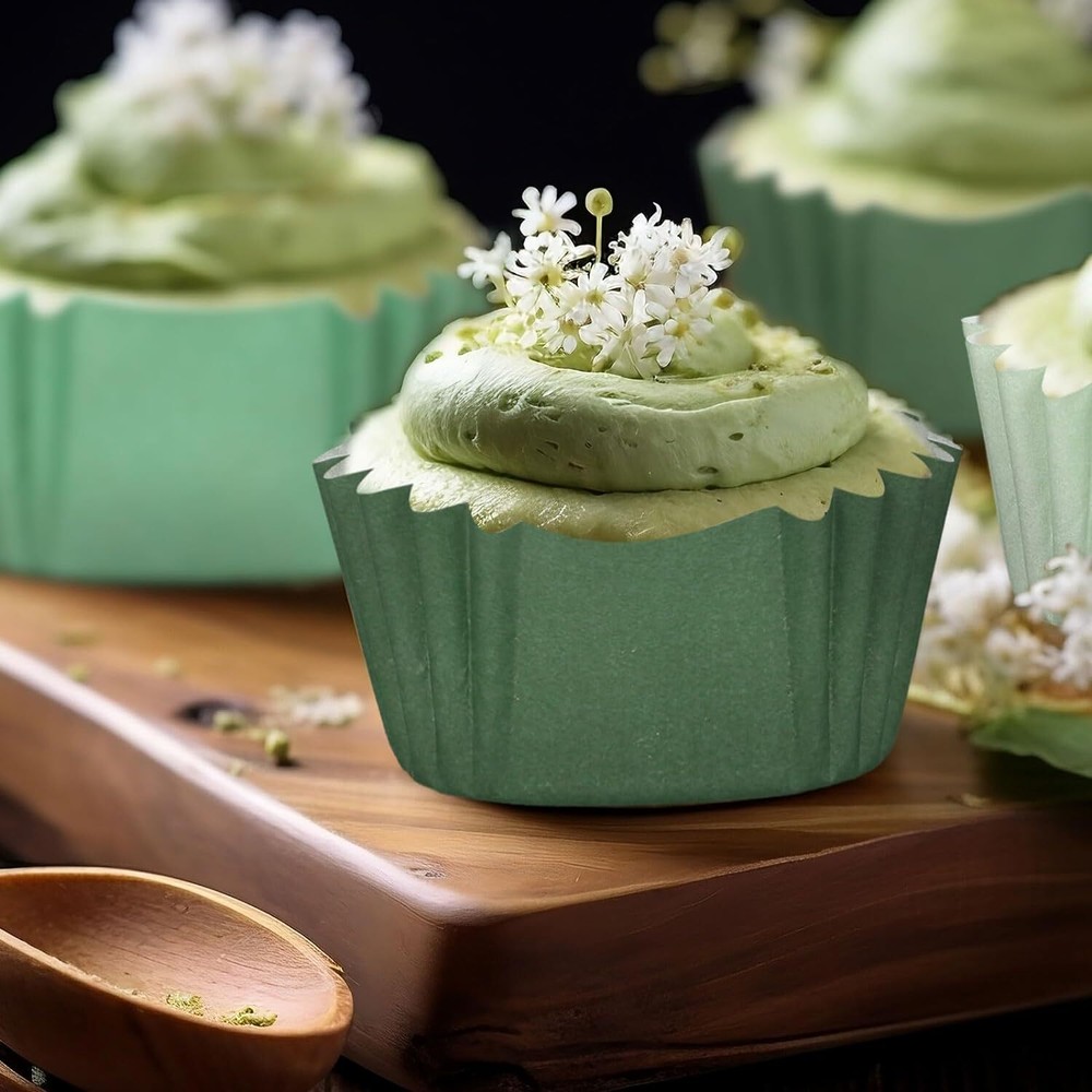 Whaline 450Pcs Gradient Green Mini Square Cupcake Liners Sage