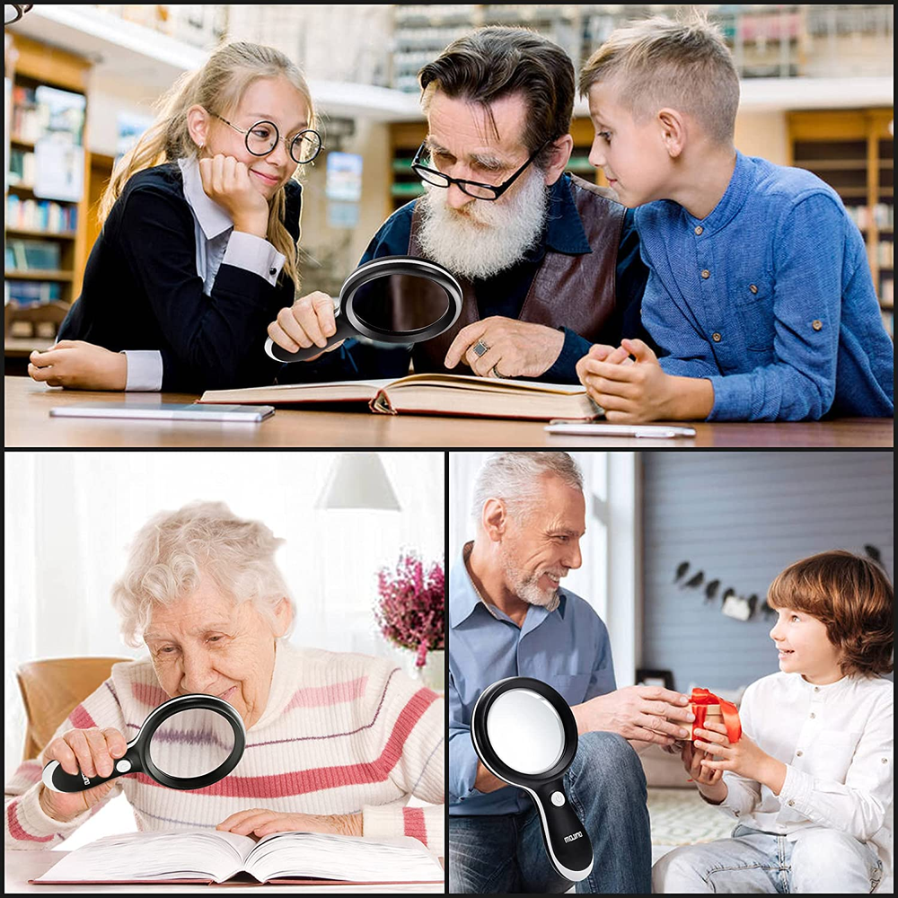 Magnifying Glass with Light, 10X Lighted Large Handheld Reading Magnifier