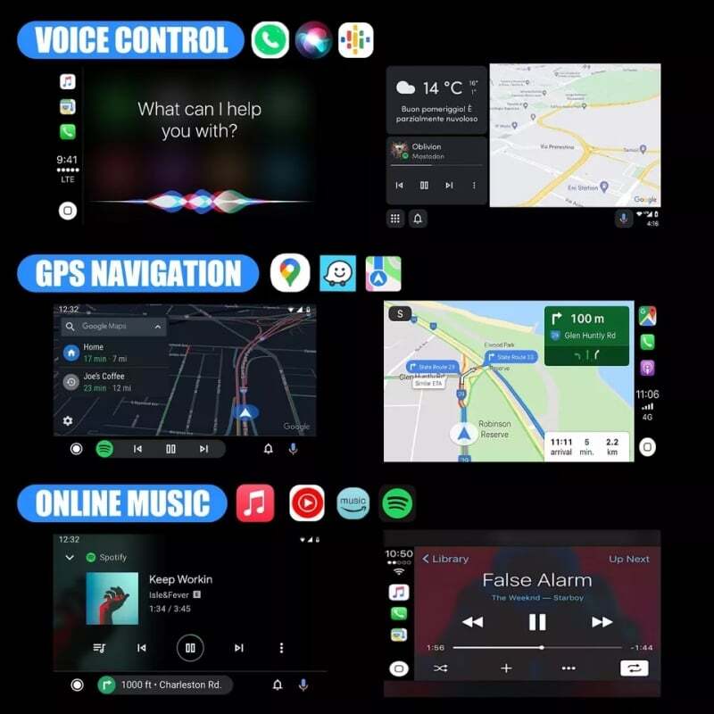 2-in-1 Wireless CarPlay Adapter & Android Auto Wireless Adapter, Plug & Play