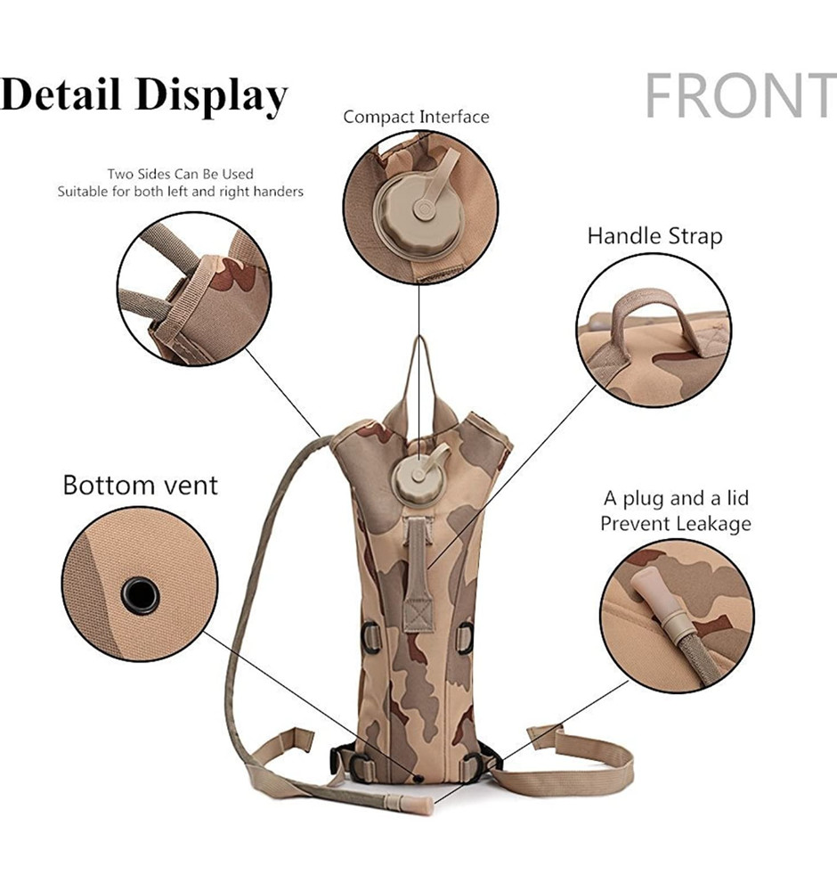 BORMART 3 Liter 100 Ounce Hydration Bladder Backpack (Desert Camo)