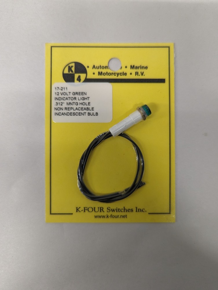K-FOUR (K-4)  17-211 GREEN  MINI-LITE  12v  Indicator Light
