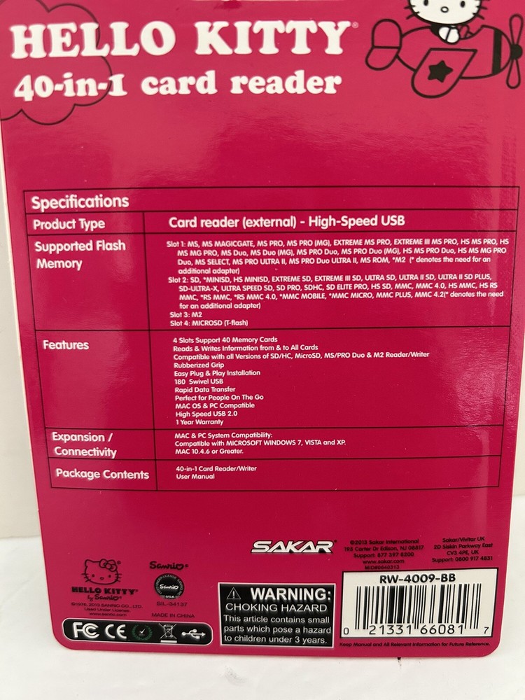 Hello Kitty USB 40 in 1 Card Reader