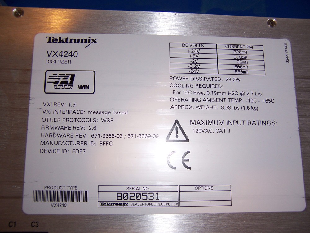 9921 TEKTRONIX VX4240 DIGITIZER WAVEFORM ANALYZER