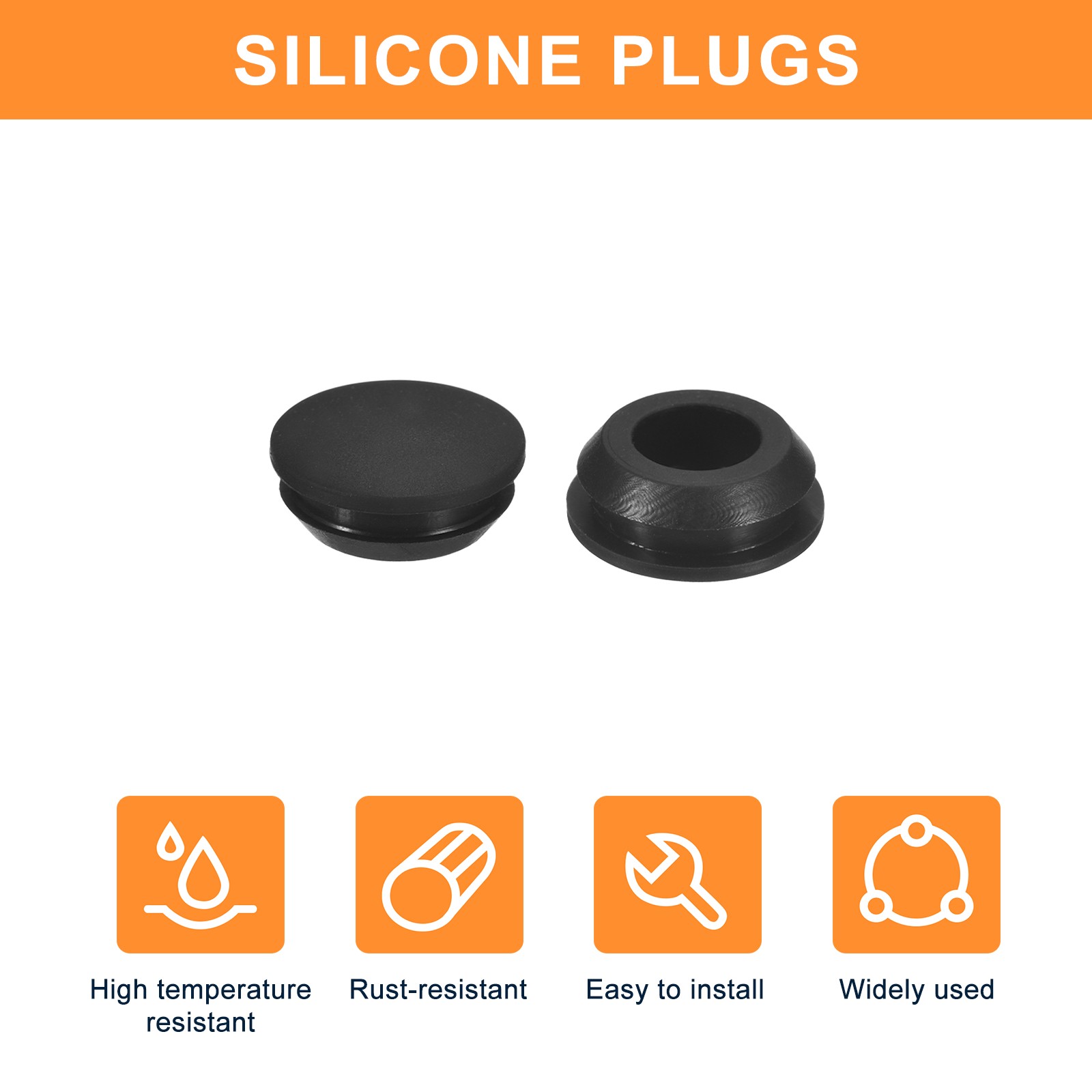 15Pcs Silicone Plugs Rubber Round Hole Plugs for 12-13mm Hole Black