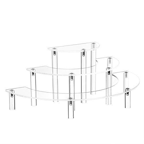 Acrylic Risers Display Stand - 3 Tier Step Display Riser- Half 1 pack Clear