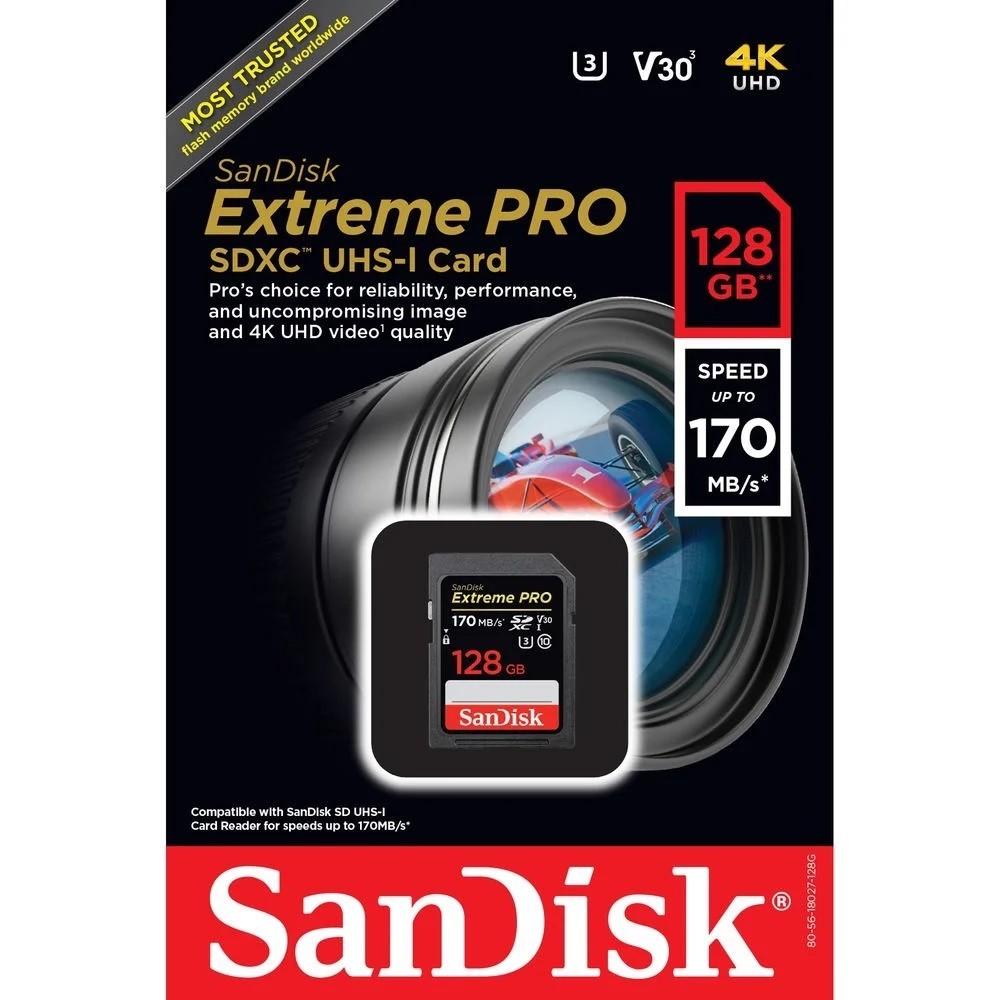 LOT 5x SanDisk - Extreme PRO 128GB SDXC UHS-I Memory Card 170MB/s