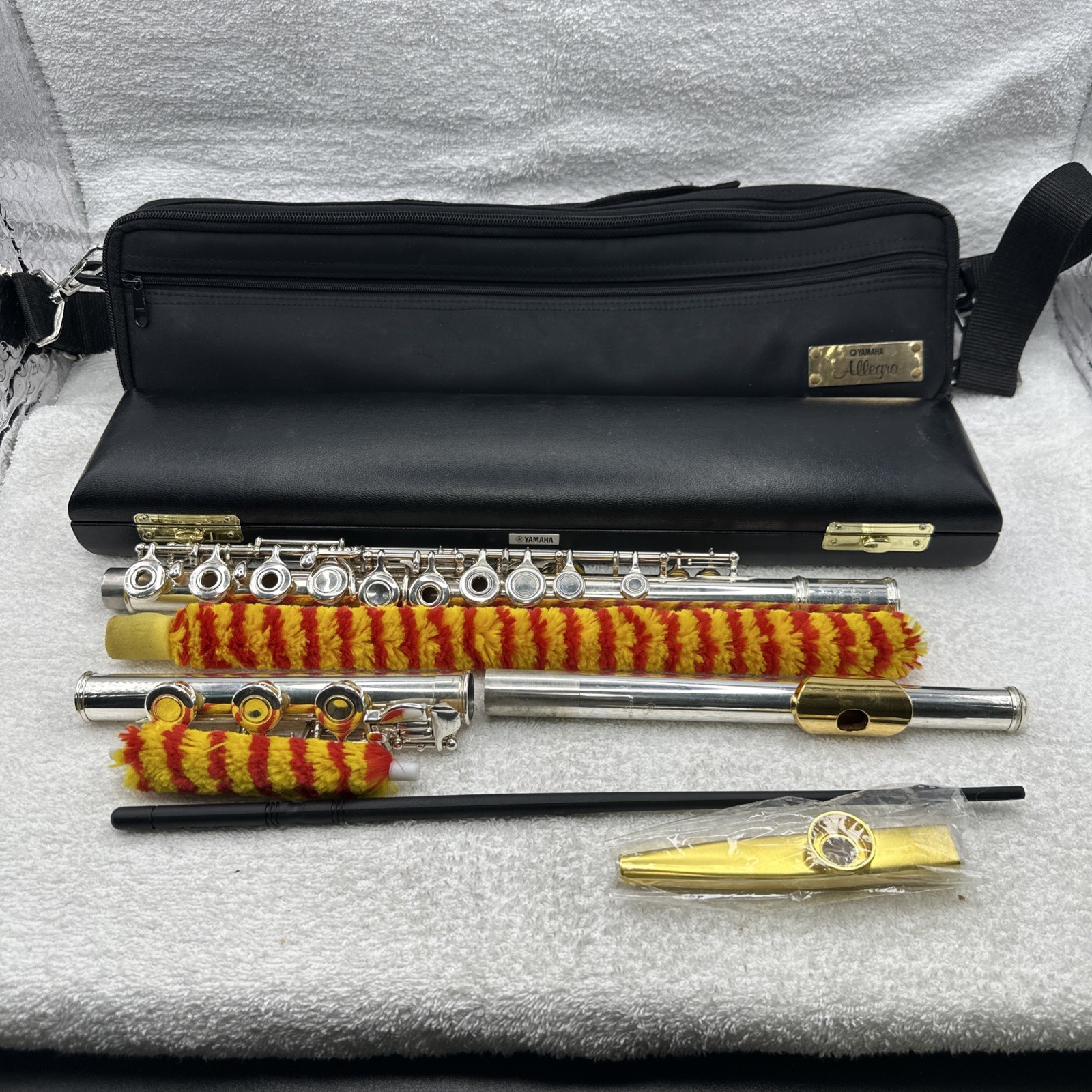 Yamaha Allegro YFL-371 371 Silver Head 925 Open Hole Flute Gold Plated Lip Plate