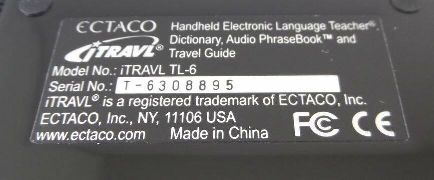 ECTACO iTravl TL-6 Handheld Electronic Language Teacher Replacement Unit & Case