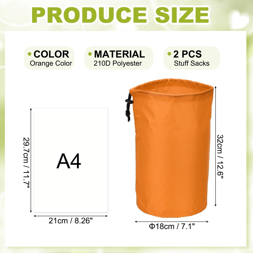 Drawstring Bag, Storage Bags, 7x13" & 2Pcs & Orange