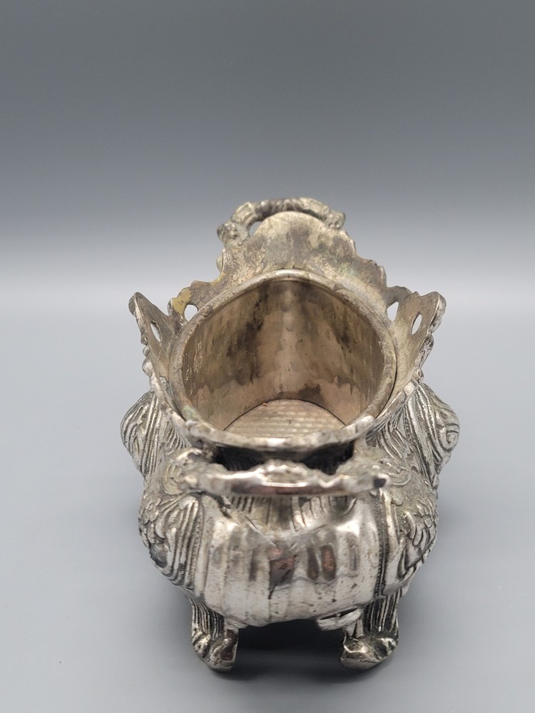 Vintage Silver Tone Planter Ornate Decorative 9" x 4"