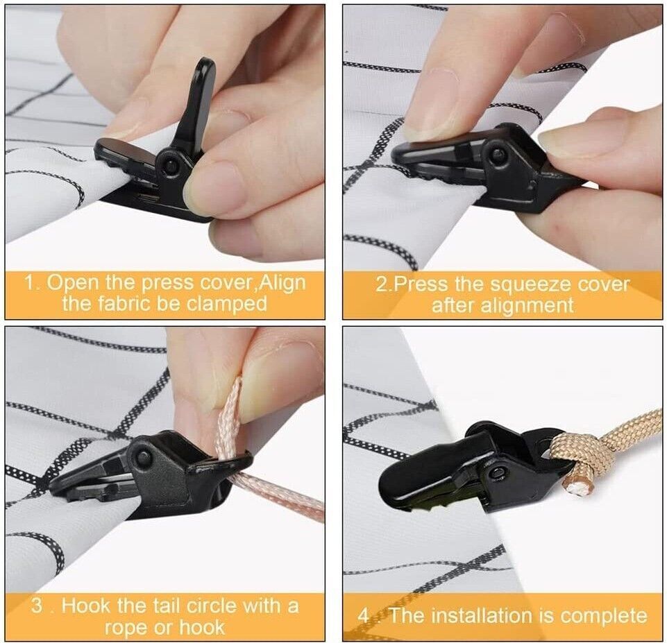 30Pcs Reusable Tent Tarp Tarpaulin Clip Heavy Duty Clamp Buckle Camping Tool Set