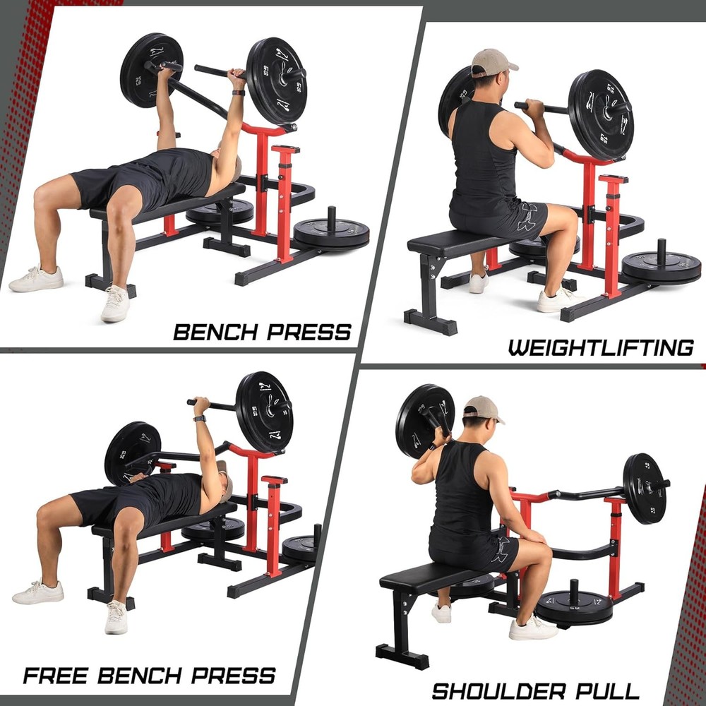 Chest Press Machine with Adjustable Flat Bench & Smooth Bearings,Workout Machine