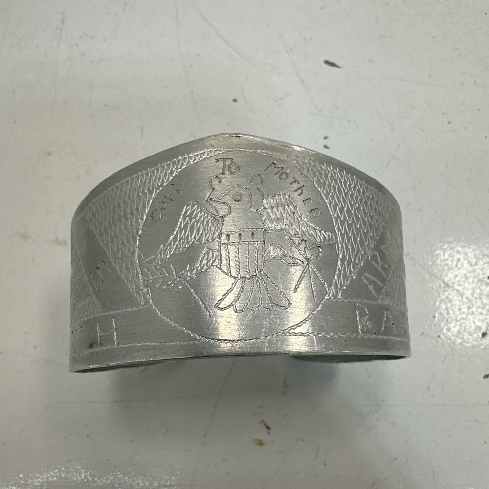 Vintage WWII US Army Trench Art Bracelet South Pacific Aluminum Bracelet