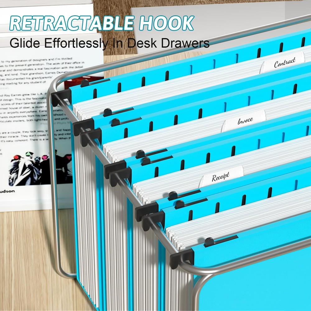 Extra Capacity Plastic Hanging File Folder Letter Size,12 Pack Reinforced Han...