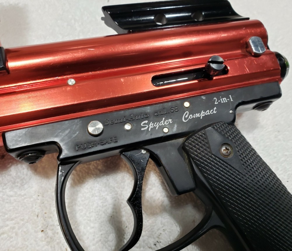 SHARP Red Java Spyder Compact Semi Auto Paintball Gun and Barrel WORKS GREAT